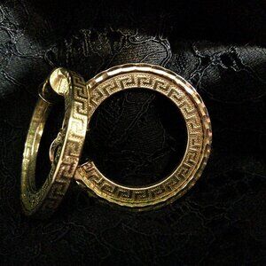 MODA AL MASSIMO 18K yellow Gold over Bronze Greek Key Hoop Earrings JTV